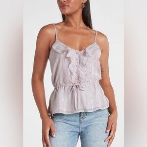 Express Plum Metallic Ruffle Peplum Cami Size XL NWT